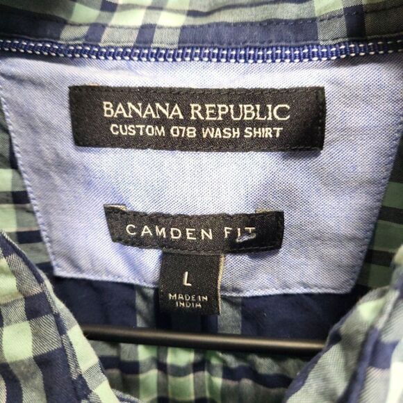 SET OF TWO Banana Republic Plaid Cotton Shirts, TWO Styles Blue, Multi Size L - Picture 8 of 11